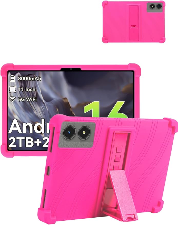 for TABWEE T50 (11 Inch) Android 16 Tablet Protective case ZBAGUG Shockproof Lightweight Silicone Protective Cover with Stand Child-Friendly Protection Easy to Clean Design Black.