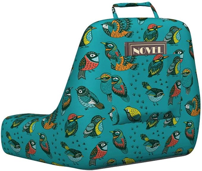Ambesonne Birds Reading Pillow Cover, Roosting Eastern Sparrow and Flying American Goldfinch with Tiny Bird Foot Prints, Unstuffed Printed Bed Rest Case from Soft Fabric, XL Size, Multicolor
