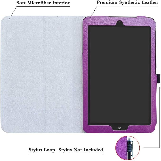 Mama Mouth Black Leather Folio Case for LG G Pad X2 8.0 Plus/Sprint G Pad F2 8.0 2-Folding Stand Cover Tablet Case