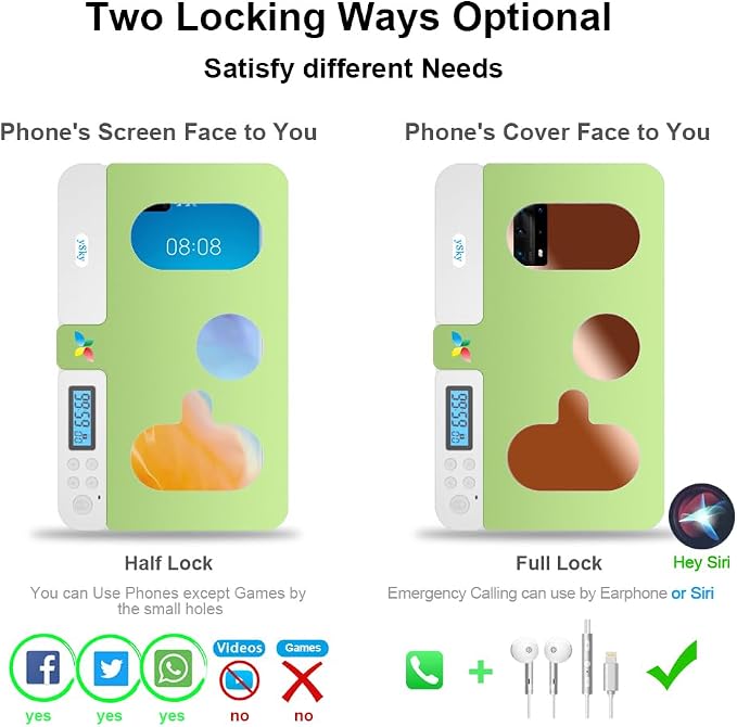 ySky Phone Lock Box with TimerPhone Access Blocker Device for Cell Phones Limits Smartphone Access Reduces Screen Time &amp Improves FocusTimed Jail Locker to Help KidsStudents Adults Focus Bac