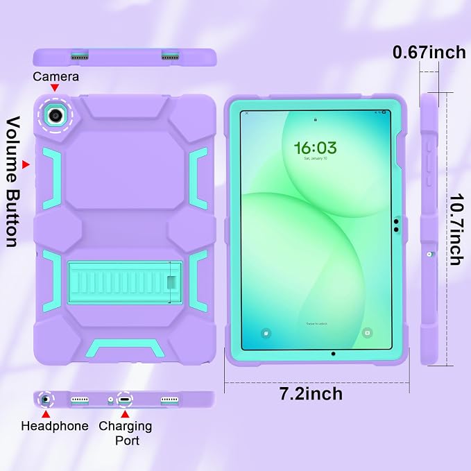Case for Samsung Galaxy Tab A11+/A11 Plus 11” 2026 Samsung Galaxy Tab A9+/A9 Plus 11” 2024 Model Heavy Duty Shockproof Hard High Impact Protective Case Black