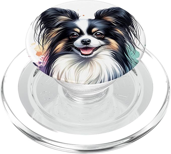 Papillon Dog Watercolor Artwork PopSockets Adhesive PopGrip