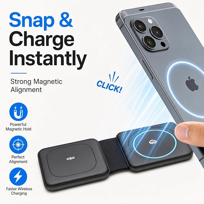 Magnetic Charger for iPhone Apple Magsafe Charger Fast Charging- Compatible with iPhone &amp AirPods 15w Wireless Charger Portable Cargador Inalámbrico (No AC Adapter)