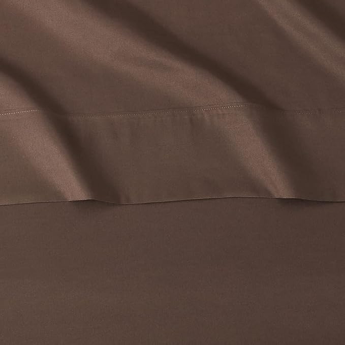 Amazon Basics Lightweight Super Soft Easy Care Wrinkle Free Microfiber 3 Piece Bed Sheet Set with 14-Inch Deep Pockets, Twin, Chocolate, Solid, Kids, Men & Women Bedding (Pack of 4)