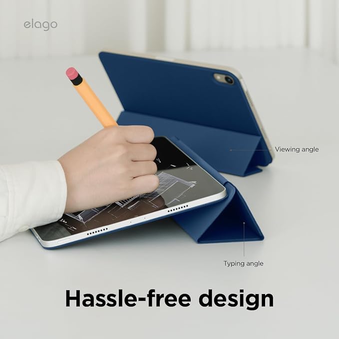 elago Magnetic Folio Case for iPad Pro 13-inch (M5 M4) | Back Plate can be Attached to Metal Materials Magnetic Back Plate Wake/Sleep Compatible with Apple Pencil 2 [Blue]