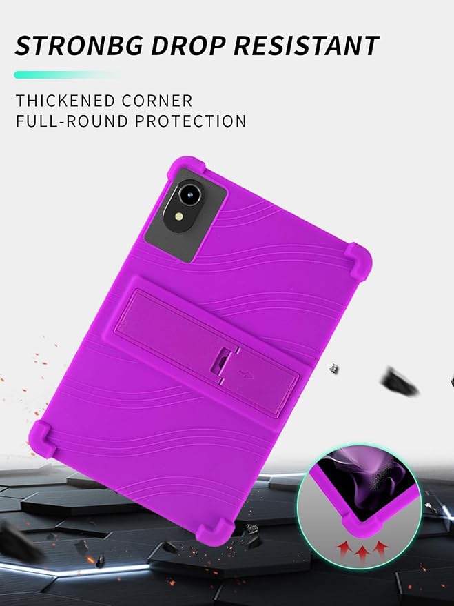 Case for ApoloMedia EP1095T 11 Tablet 2025 Android 15，WUNIAK Shock Proof Lightweight Stand Rubber Shell Protective CoverKids Friendly Soft Silicone Adjustable Stand CoverBlack