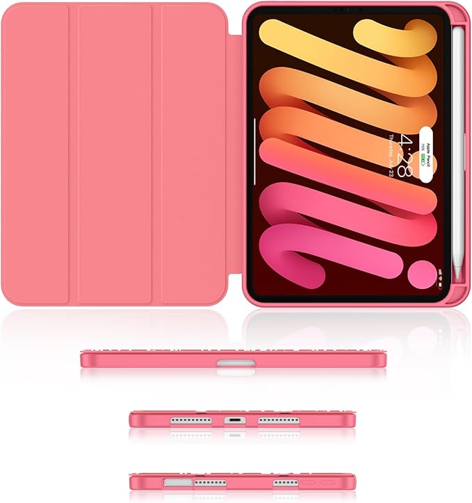 Soke Case for iPad mini (A17 Pro) 7th/ 6th Generation (Book Wine) | Built-in Apple Pencil Slot fit iPad Mini 2024 and 2021 8.3 inch Auto Sleep/Wake