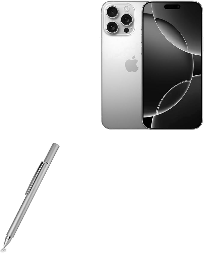 BoxWave Stylus Pen Compatible with Apple iPhone 16 Pro Max - FineTouch Capacitive Stylus Super Precise Stylus Pen - Metallic Silver