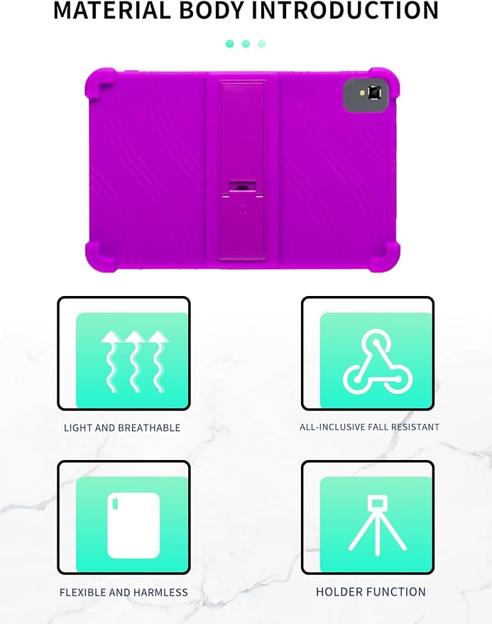 Case for YLEEBG TAB10 10 inch Android 14 TabletsWUNIAK Hollow Back DesignHeat Dissipation Shockproof Lightweight Adjustable Kickstand Silicone Shell&ampKids Friendly Soft CaseBlack