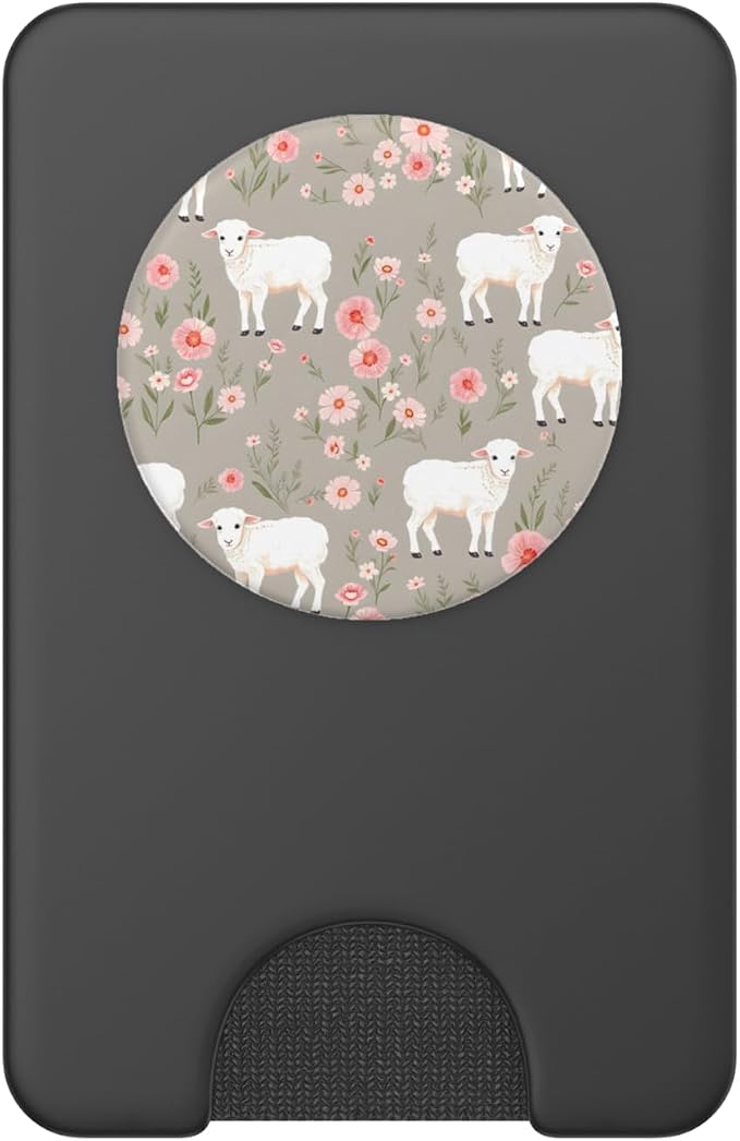Cute Lamb Floral Meadow Spring Animal Botanical Design PopSockets Adhesive PopGrip