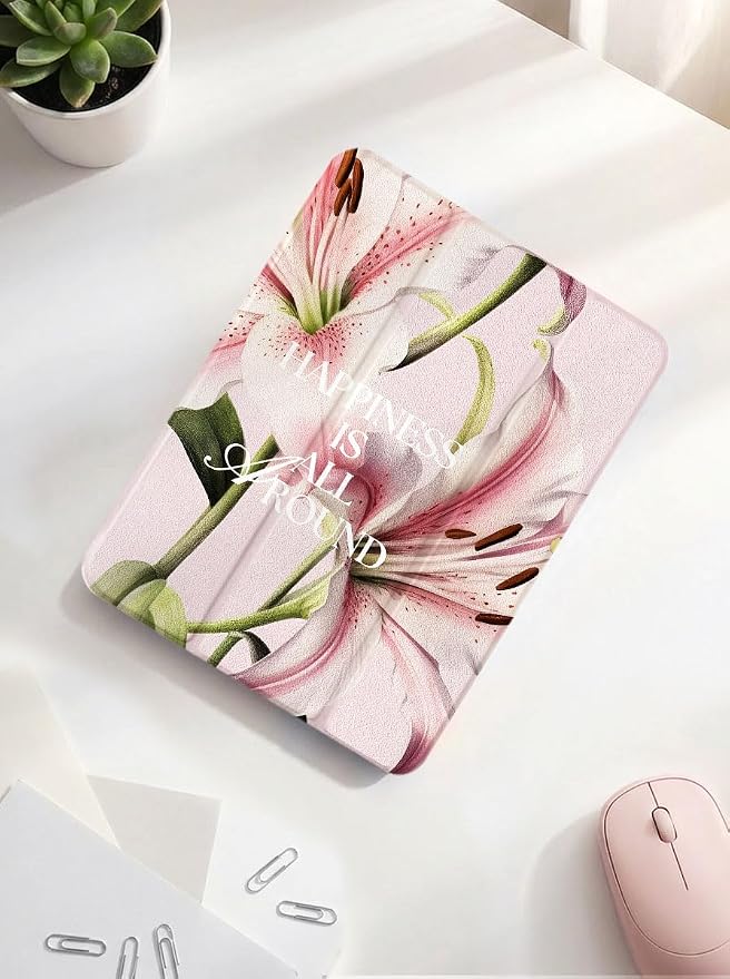 Case for iPad 9th/ 8th/ 7th Generation Case 10.2&amp10.5 Inch (2021/2020/2019 Release) Slim Lightweight Soft Trifold Back Cover with Pencil Holder &amp Auto Sleep/Wake Cover Cherries Cheetah Bows