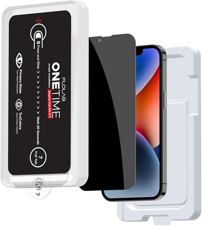 FLOLAB NanoArmour ONETIME Case Friendly for iPhone 14 Plus / 13 Pro Max Screen Protector the Best Tempered Glass - Durable Smooth as Butter Easy to Install Guaranteed. (Dust Free) Transparent