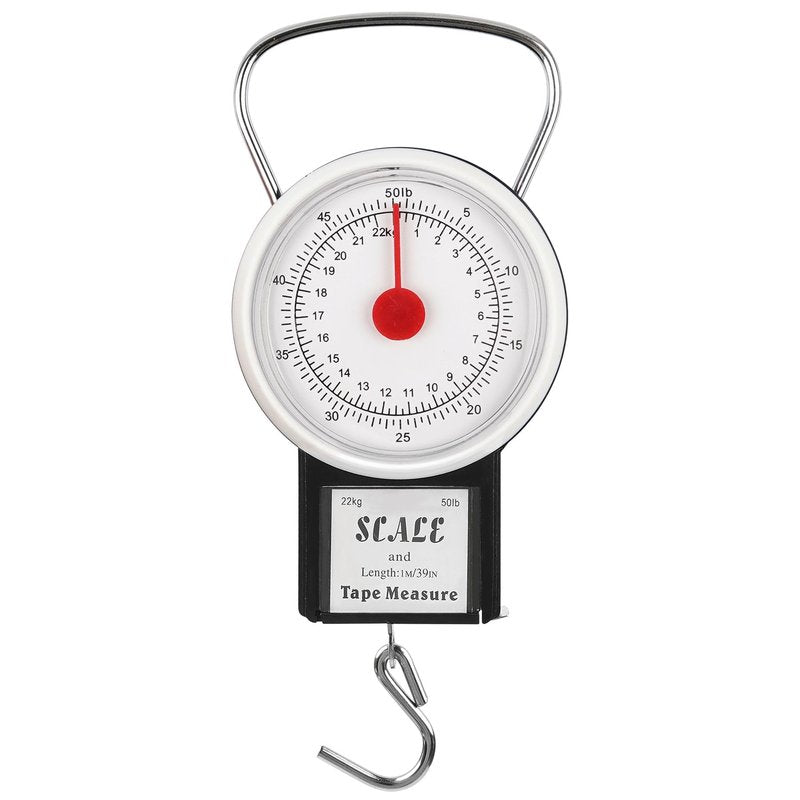 Mechanical Hanging Scale Multi-Purpose Portable Spring Dial Weight Scale with Tape Measure for Fishing Kitchen Farms
