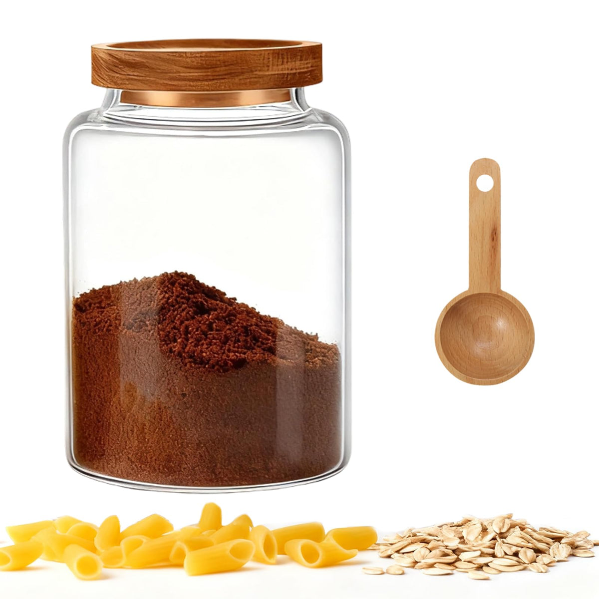 OULOVECO Small Glass Jar with Lids Mini Glass Bottle Glass Storage Canister Borosilicate Glass Containers for Spice Ground Nut Pasta Sugar Candy Tea (6.7oz（200ml)-2 PACK