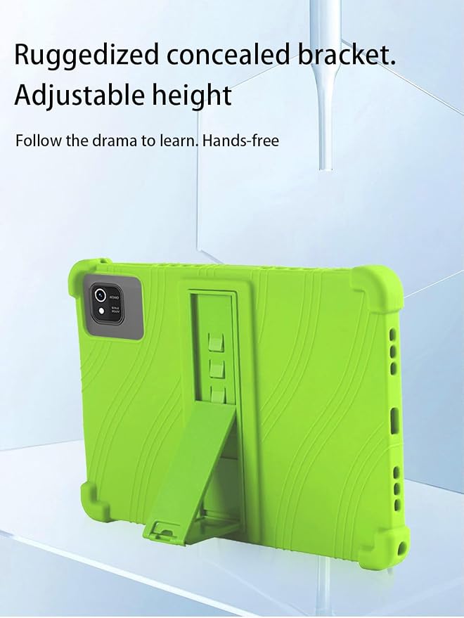 for kelankeke K10 Android 10-Inch TabletUYRUREL Skin-Friendly Soft Silicone Protective CaseFull Protection Against Drops and Scratcheswith Adjustable Viewing StandBlack.