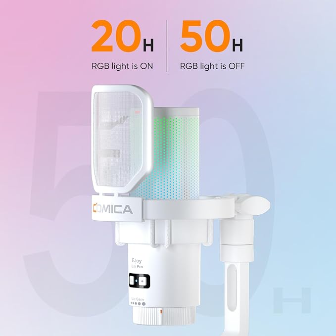 COMICA EJoy Uni Pro Wireless USB Condenser Gaming for PC, PS4, PS5, USB C Phone and Mac, RGB Computer Mic for Twitch, Streaming/Podcasting/YouTube, Noise Cancellation Mic with Mute, Gain, Monitoring