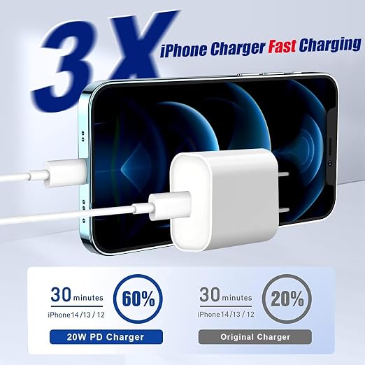 Fast iPhone Charger [MFi Certified] 2Pack 10FT Extra Long Quick USB C to Lightning Cable Cords + 20W PD USB C Charger Block Fast iPhone Charging Adapter for iPhone 14 Pro Max/Plus/13/12/11/XS/XR/X/SE