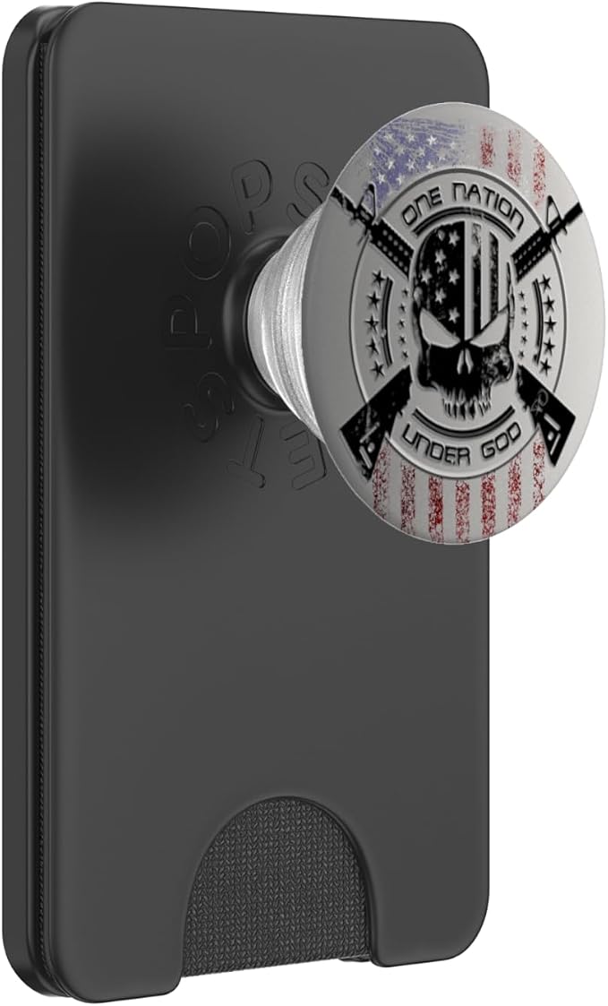 Patriotic USA Warrior One Nation Military Flag Skull PopSockets Swappable PopGrip