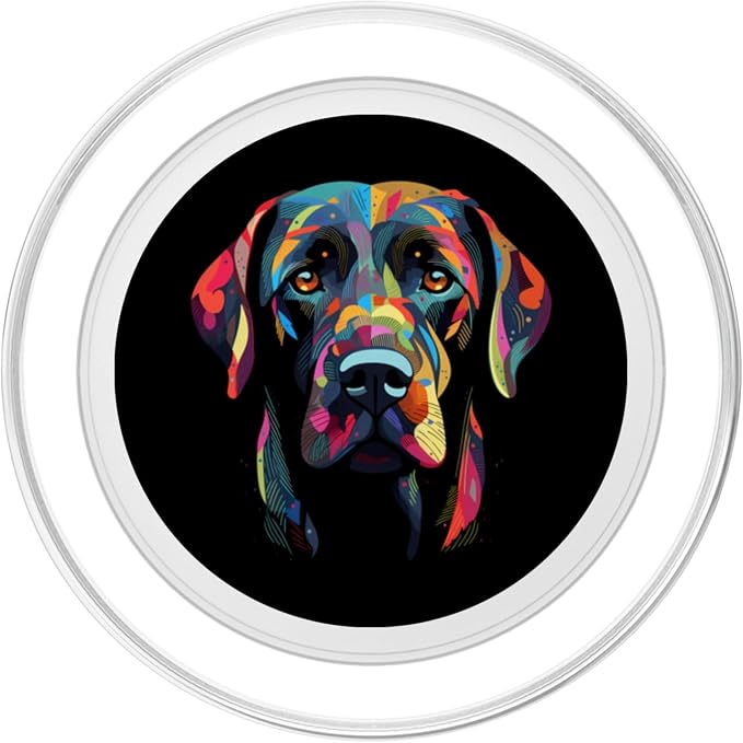 Labrador Retriever Colorful Dog Face Funny Lab Lover Black PopSockets Adhesive PopGrip