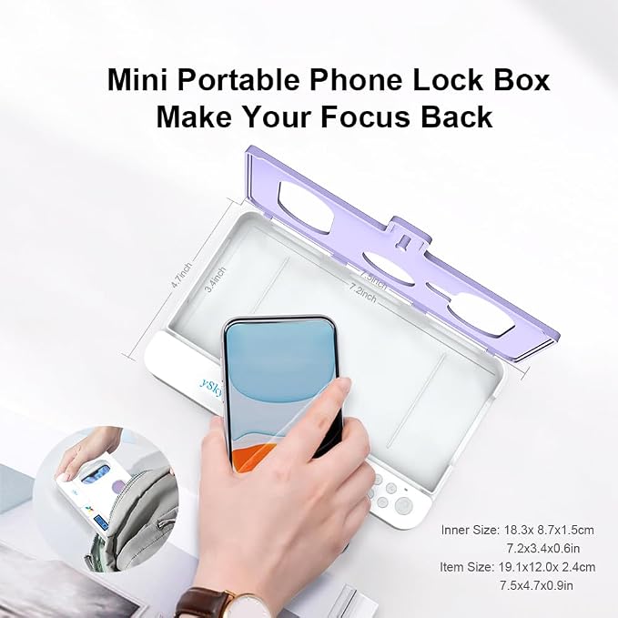 ySky Phone Lock Box with TimerPhone Access Blocker Device for Cell Phones Limits Smartphone Access Reduces Screen Time &amp Improves FocusTimed Jail Locker to Help KidsStudents Adults Focus Bac