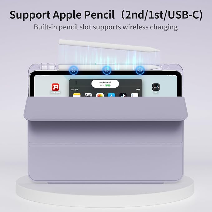 Clear Case for New iPad Pro 11 Inch Case M5/M4 2025/2024 (6th/5th Generation) Slim Shockproof TPU Cover with Pencil Holder Multi-Angle Stand &amp Auto Wake/Sleep (Black)