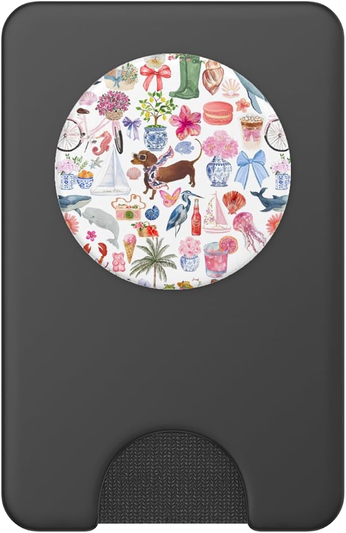 Aesthetic European Summer Bow Cute Dachshund Collage Art PopSockets PopGrip for MagSafe