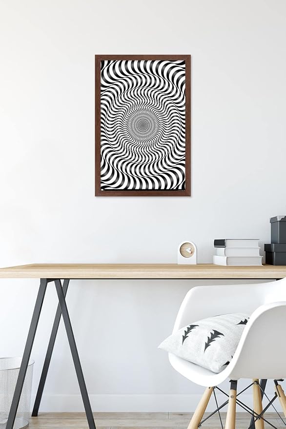 Trends International Zebra Stripe Optical Illusion Wall Poster, 14.725" x 22.375", Mahogany Framed Version