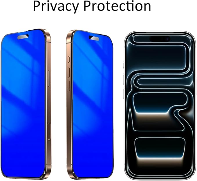 2 Pack for iPhone 17 Pro Max / 16 Pro Max Privacy Screen Protector Anti spy Tempered Glass Gradient Blue Anti Blue Light Easy Installation