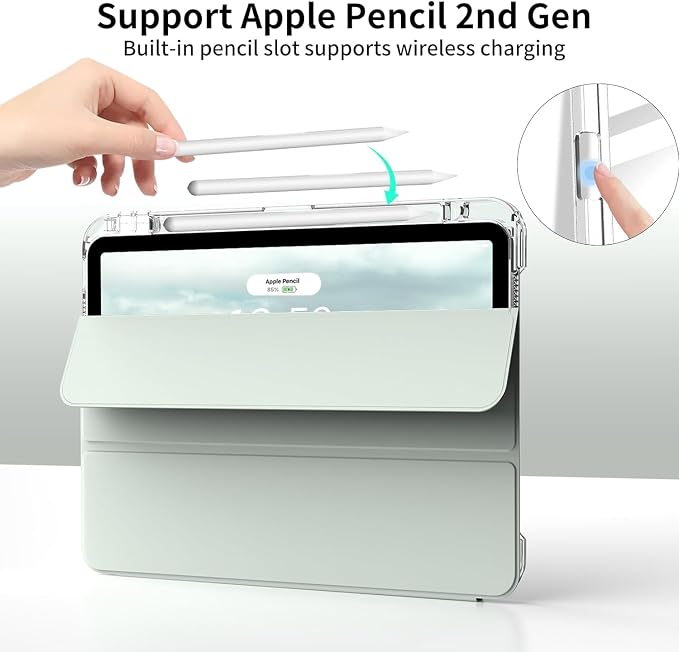 Case for iPad Air 13 Inch Case M4/M3/M2 (2026/2025/2024) Pro 12.9 Inch (6th/5th Gen 2022/2021) 2 in 1 Detachable Cover with Clear Hard Back Supports Touch ID Auto Wake/Sleep Black