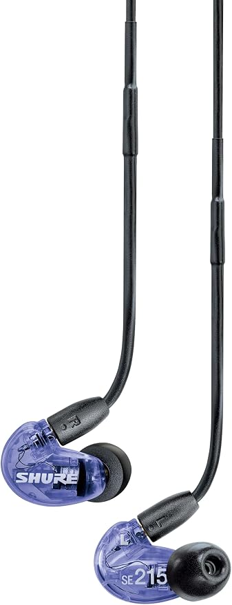 Shure SE215 PRO Sound Isolating Wired Earbuds - Black | Professional in-ear monitors with deep bass single dynamic driver secure fit detachable cable and carrying case