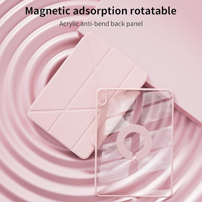 for iPad A16 11th Generation 11 Inch Y-Shaped Magnetic Case Gray | for iPad 10th Generation 10.9 Inch 2022 -360 Rotating Removable Cover Clear Backshell &amp Multi-Angle Stand Auto Wake/Sleep