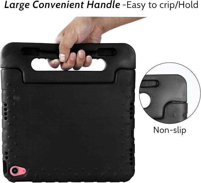 Dteck Kids Case for iPad 10.2 - Shockproof Rugged EVA Handle Stand Child Proof Case for iPad 9/8/7 Generation Black