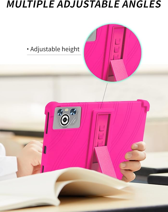 Case for Dghrti TAB30 2025 Android 14 Tablet 10.1 Inch，WUNIAK Shock Proof Lightweight Stand Rubber Shell Protective CoverKids Friendly Soft Silicone Adjustable Stand CoverBlack