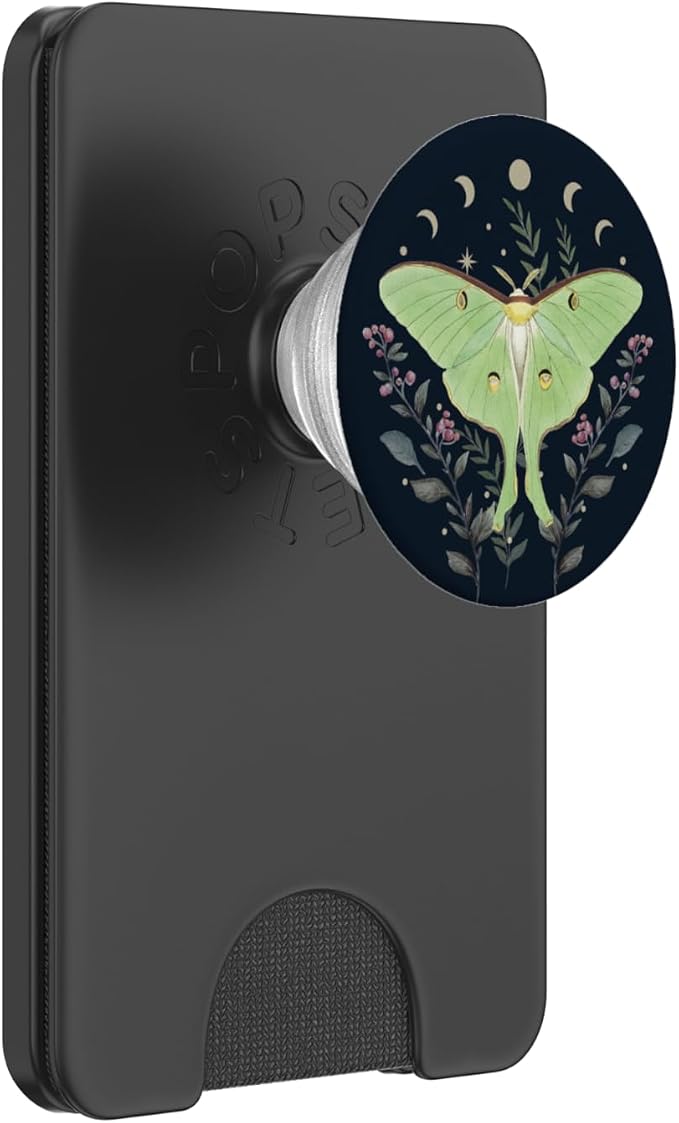 Celestial Moon Moth Butterfly Floral Pattern PopSockets Adhesive PopGrip