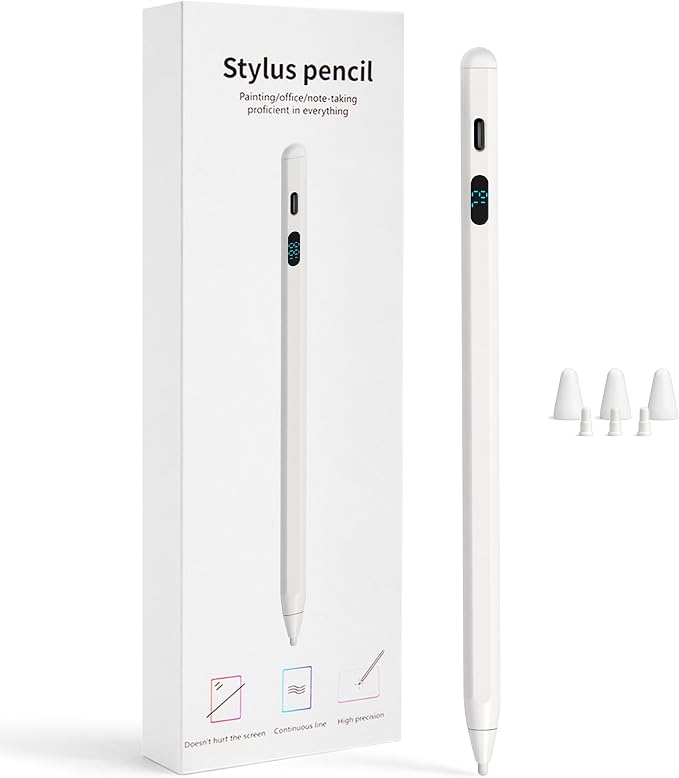 LED Battery Display Stylus Pen Dual Modes Fast Charge Universal Active Digital Pencil for iPad iPhone Samsung Android &lt2ms Low Latency Tilt Sensitivity for Drawing Note Taking No Bluetooth Styl