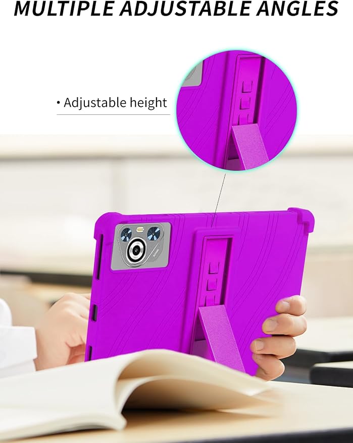 Case for Dghrti TAB30 2025 Android 14 Tablet 10.1 Inch，WUNIAK Shock Proof Lightweight Stand Rubber Shell Protective CoverKids Friendly Soft Silicone Adjustable Stand CoverBlack