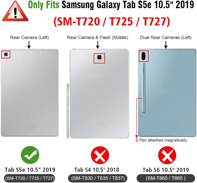 Fintie Slim Case for Samsung Galaxy Tab S5e 10.5 Inch 2019 Black | Ultra-Thin Tri-Fold Stand Vegan Leather Hard Shell Lightweight Auto Wake/Sleep