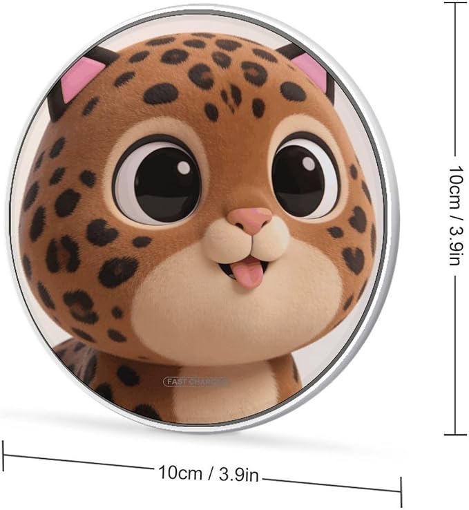 Brown Leopard Wireless Charger Portable Fast Charging Pad Lightweight Wireless Charging Pad 10W Slim Charging Station for Phone Charger Mat for Travel Home Office Desk