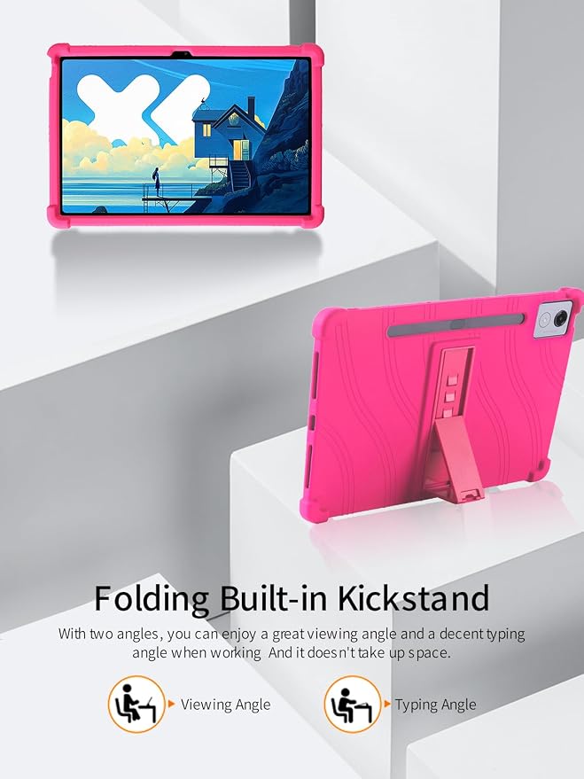 for Lenovo Idea Tab Pro 12.7 inch Tablet CaseBOVUGAC Soft Silicone Adjustable Stand Shockproof Kids Friendly for Lenovo Idea Tab Pro Tablet(Black)