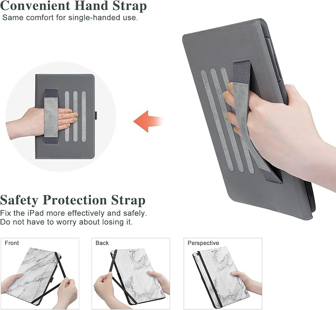 Vimorco for iPad 9th/8th/7th Generation Case 10.2-inch Pencil Holder/Pocket | for iPad Air 3rd Generation Case 10.5-inch for iPad Pro 10.5 Inch Cases Hand Strap Adjustable Angle Beach Path Scenery