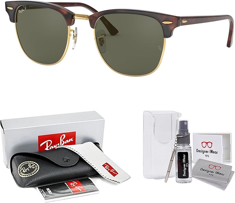 Ray-Ban RB3016 CLUBMASTER Sunglasses For Men For Women +BUNDLE with ACCESSORY EYEWEAR KIT