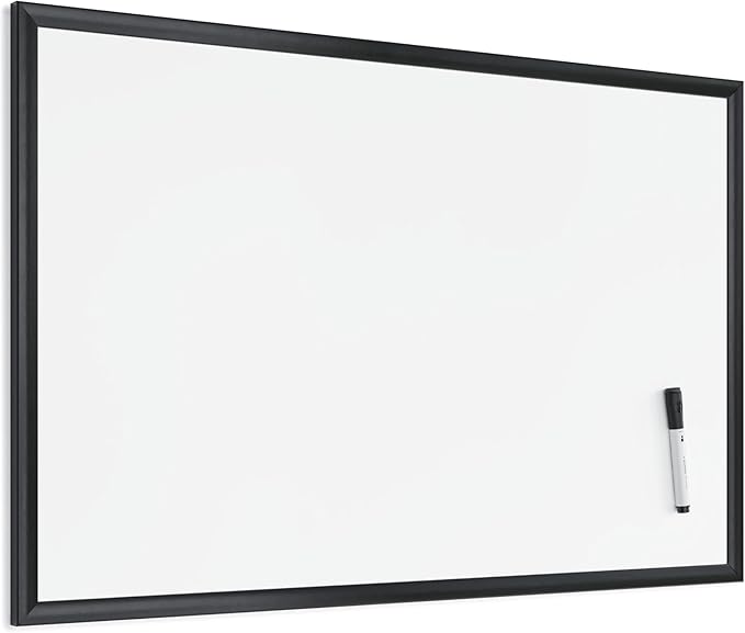 U Brands Magnetic Whiteboard 24" x 36", Black Wood Frame Dry Erase Board, Wall Mounted White Board for Office, Classroom, Home, Planning & Organization
