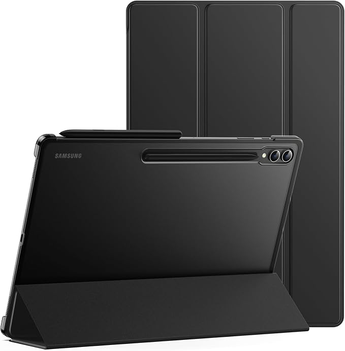 JETech Case for Galaxy Tab S10 Ultra/S9 Ultra 14.6 Black | Cover Slim Translucent Back Tri-Fold Stand Support S Pen Charging Auto Wake/Sleep Lightweight Shockproof Protection