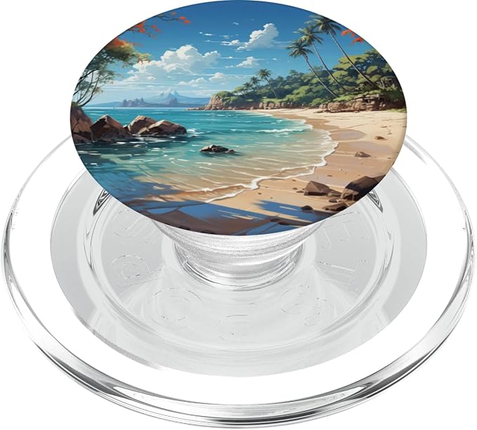Tropical Beach Palm Trees Graphic PopSockets Standard PopGrip