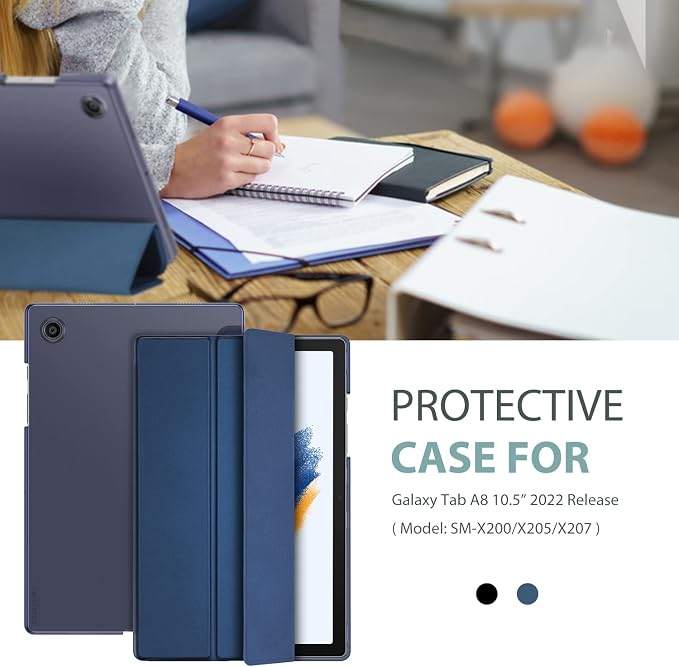 ProCase Smart Case for Galaxy Tab A8 10.5 Slim Stand Hard Back Shell Protective Smart Cover Case for Galaxy Tab A8 10.5 Inch 2022 SM-X200 X205 X207 -Black
