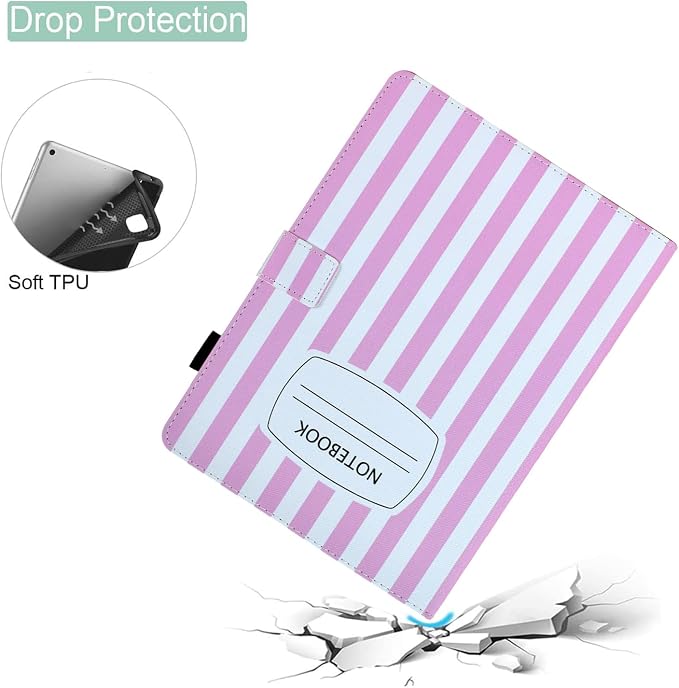 Case for iPad A16 11th Gen 11/10th Gen 10.9 2025/2022Notebook | Black PrintSlim Durable Foldable Stand PU Leather Pencil Holder Card Slot Auto Wake，Auto Sleep