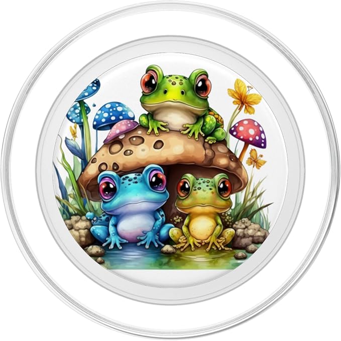 Colorful Frog Family on Toadstool Cartoon Mobile Holder PopSockets Adhesive PopGrip
