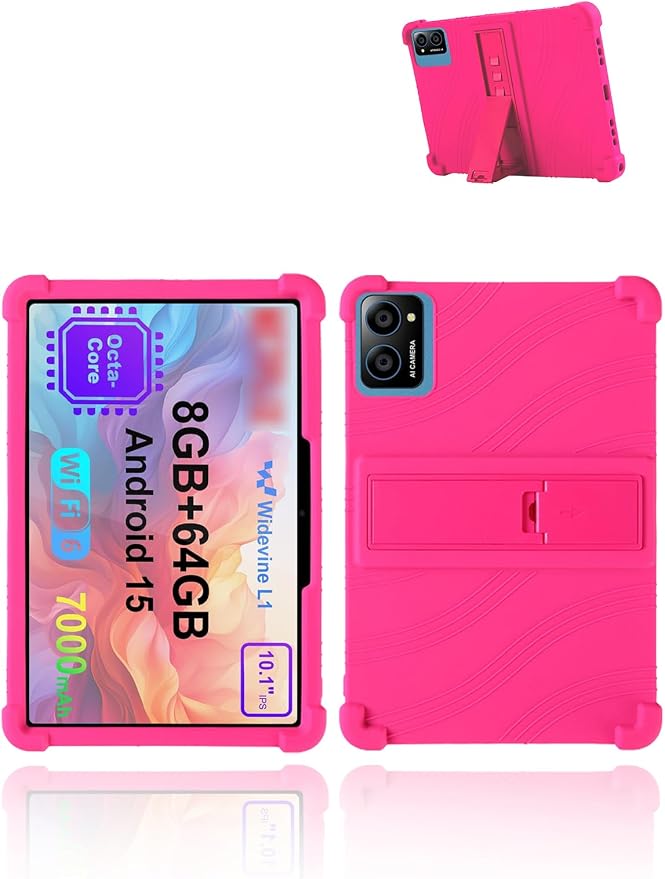 for TabneraX UTbook Android 15 Gaming Tablet10 2.5K Ultra Clear Display Tablet Model CaseSoft Silicone Adjustable Stand Cover Lightweight Kids FriendlyBlack.