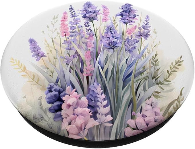 A Lavender Bouquet in Purple Watercolors A Flowery Lavender PopSockets Adhesive PopGrip