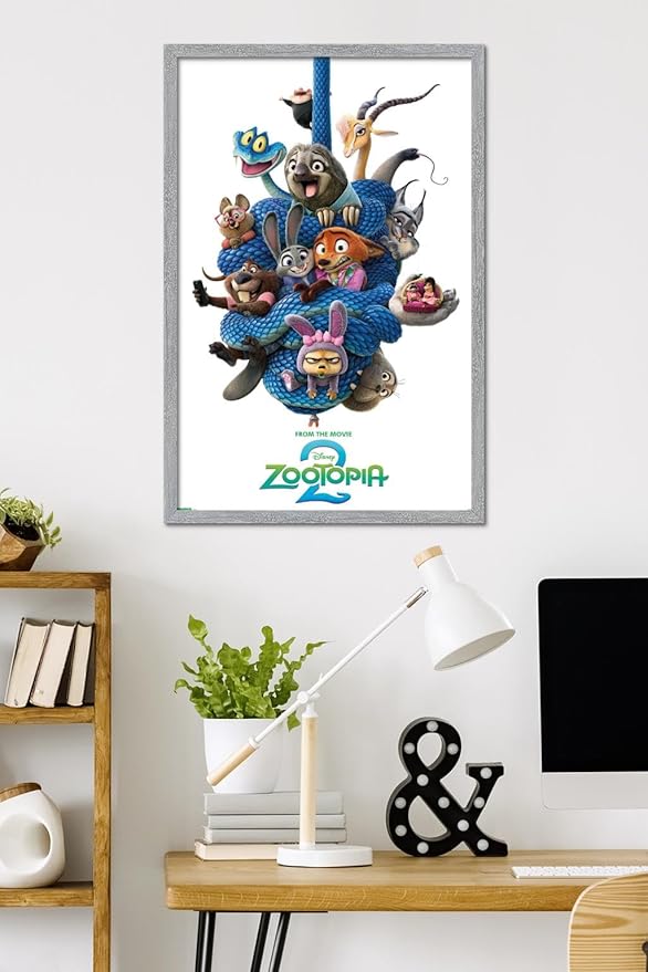 Disney Zootopia 2 (2025) - Group One Sheet Wall Poster, 34L" x 22.4W", Gray Framed Version